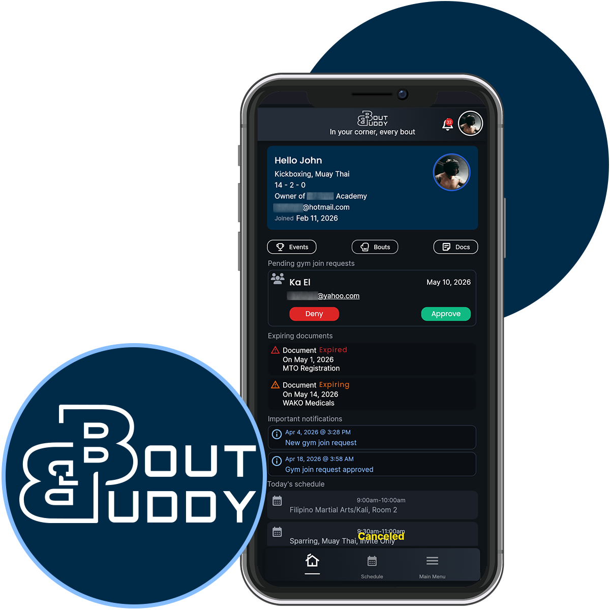 Bout Buddy App Dashboard